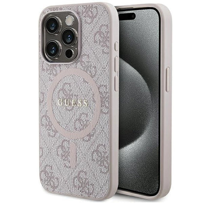 Guess 4G Collection Leather Metal Logo MagSafe Case for iPhone 14 Pro Max - Pink_0