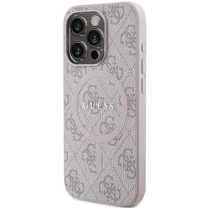 Guess 4G Collection Leather Metal Logo MagSafe Case for iPhone 14 Pro Max - Pink_1