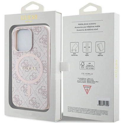 Guess 4G Collection Leather Metal Logo MagSafe Case for iPhone 14 Pro Max - Pink_7