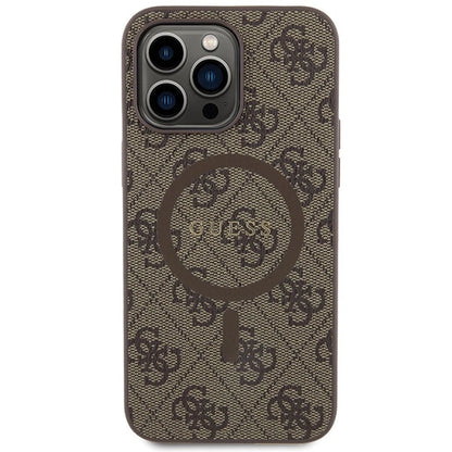 Guess GUHMP15LG4GFRW iPhone 15 Pro 6.1" brown/brown hardcase 4G Collection Leather Metal Logo MagSafe_2