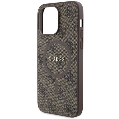 Guess GUHMP15LG4GFRW iPhone 15 Pro 6.1" brown/brown hardcase 4G Collection Leather Metal Logo MagSafe_5