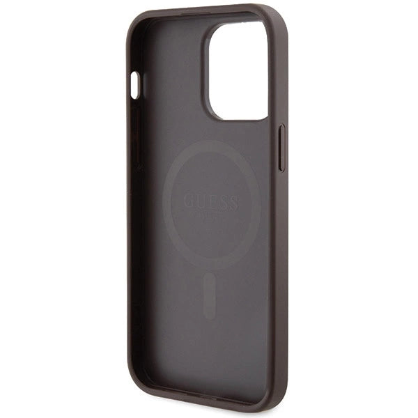 Guess GUHMP15LG4GFRW iPhone 15 Pro 6.1" brown/brown hardcase 4G Collection Leather Metal Logo MagSafe_6