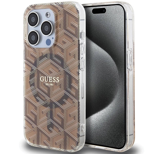 Guess IML GCube MagSafe case for iPhone 15 Pro - brown_0