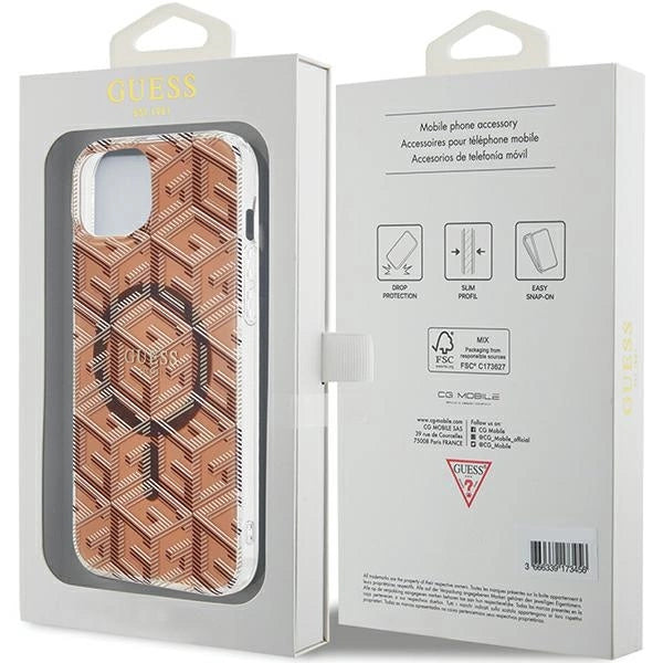 Guess IML GCube MagSafe case for iPhone 15 Plus / 14 Plus - brown_7