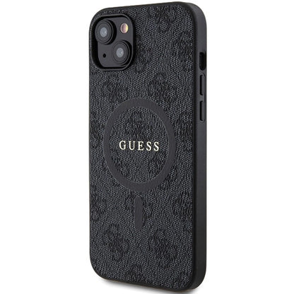 Guess 4G Collection Leather Metal Logo MagSafe Case for iPhone 15/14/13 - Black_1
