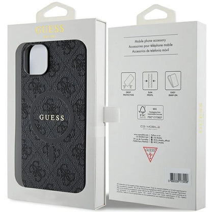 Guess 4G Collection Leather Metal Logo MagSafe Case for iPhone 15/14/13 - Black_7