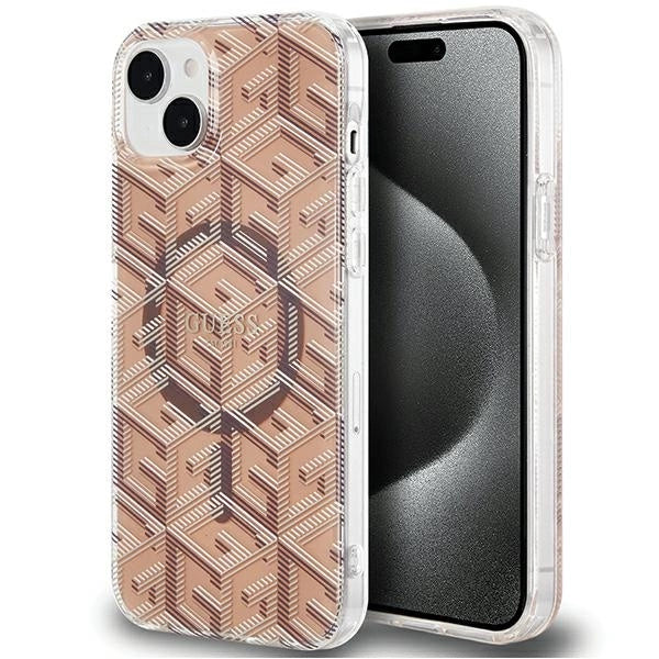 Guess IML GCube MagSafe case for iPhone 15 / 14 / 13 - brown_0