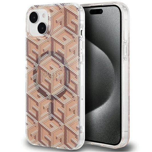 Guess IML GCube MagSafe case for iPhone 15 / 14 / 13 - brown_0