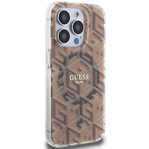 Guess IML GCube MagSafe case for iPhone 15 Pro Max - brown_3