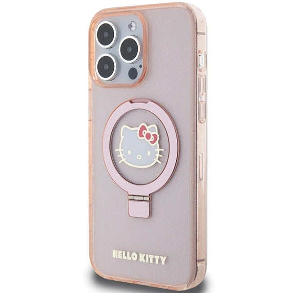 Hello Kitty Ring Stand Glitter Electrop Logo MagSafe Case for iPhone 15 Pro Max - Pink_1