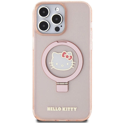 Hello Kitty Ring Stand Glitter Electrop Logo MagSafe Case for iPhone 15 Pro Max - Pink_2