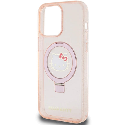 Hello Kitty Ring Stand Glitter Electrop Logo MagSafe Case for iPhone 15 Pro Max - Pink_5