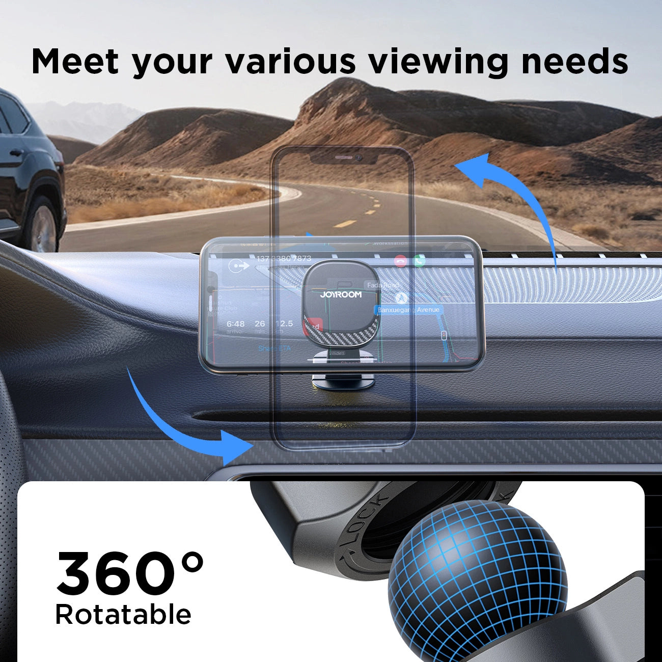 Joyroom JR-ZS400 magnetic car phone holder on the dashboard - black_11