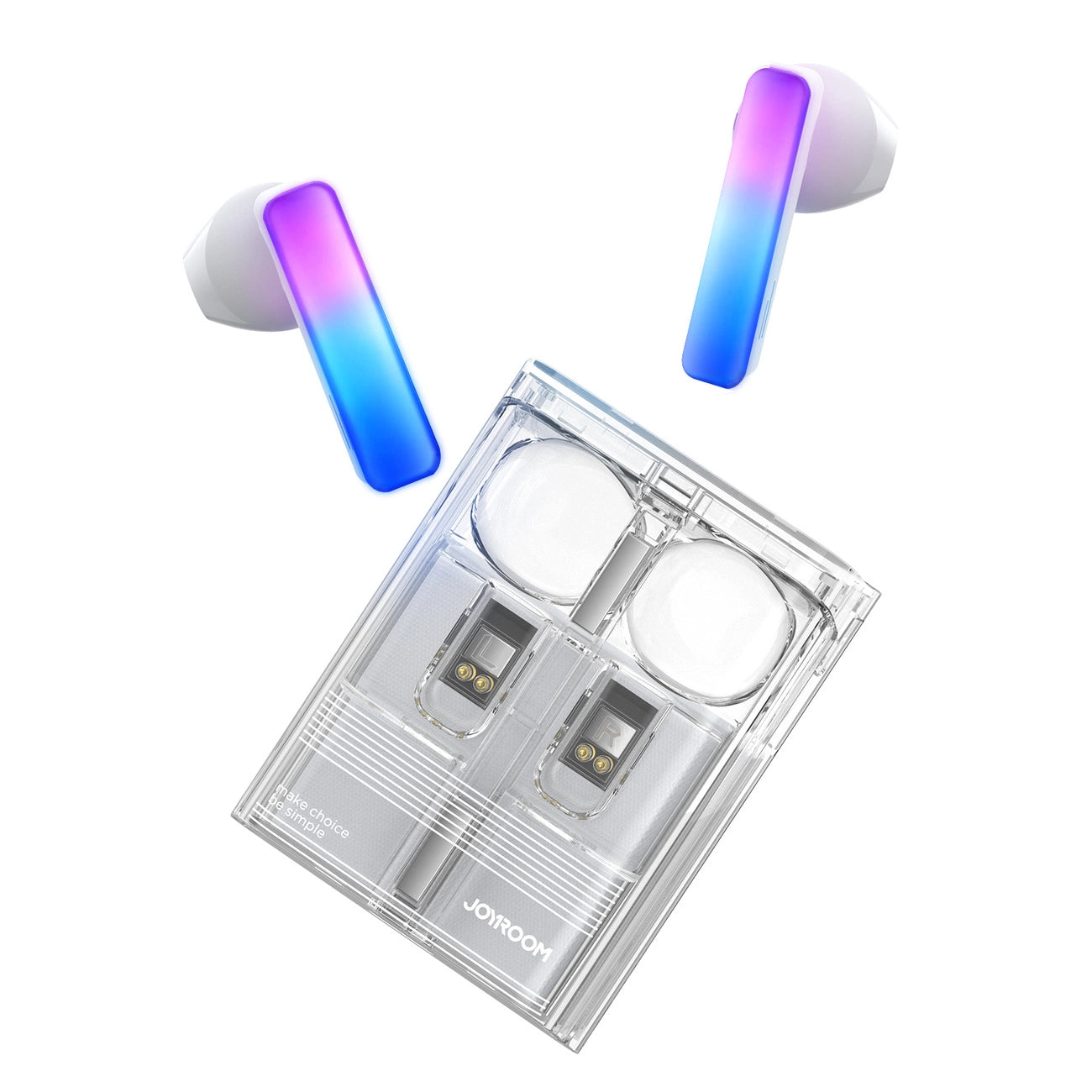 TWS Joyroom JR-TC1 IceLens Series wireless headphones with LED lights - white_0