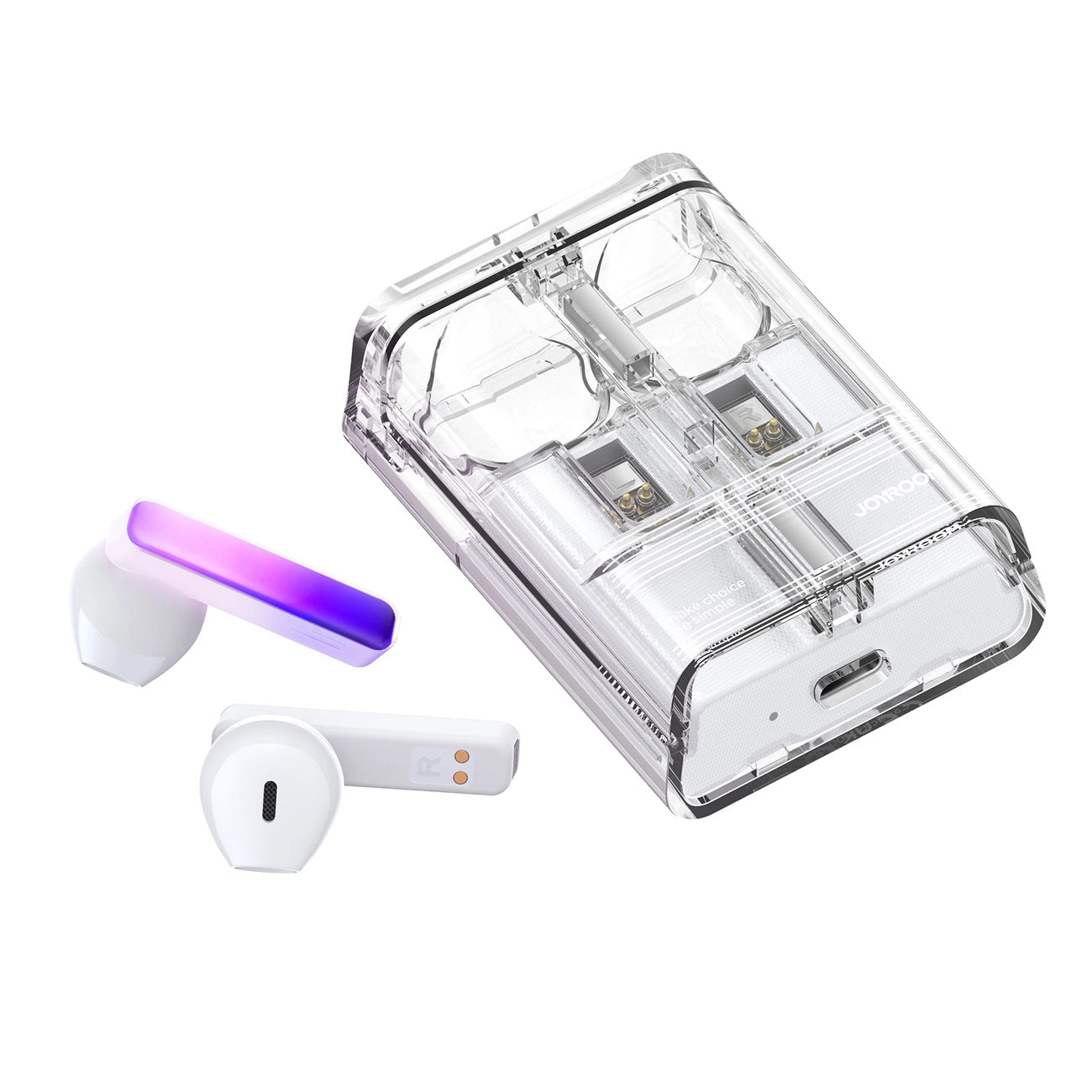 TWS Joyroom JR-TC1 IceLens Series wireless headphones with LED lights - white_1