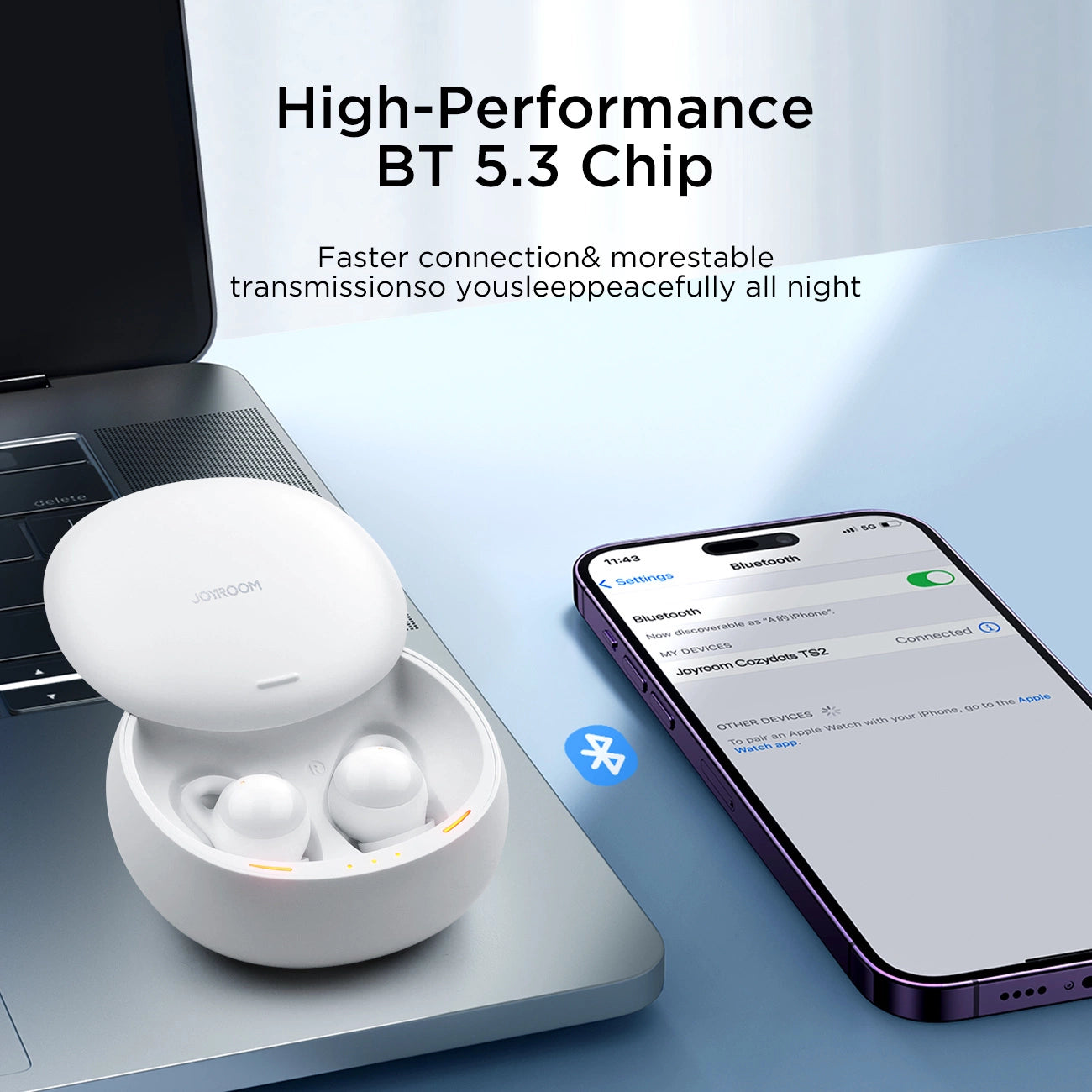 TWS Joyroom JR-TS2 Cozydots Series wireless headphones with active noise reduction, Bluetooth 5.3 - white_5