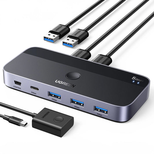 Ugreen CM662 USB 3.0 switch 2-in-4 switch + 2x USB-A cable - black_0