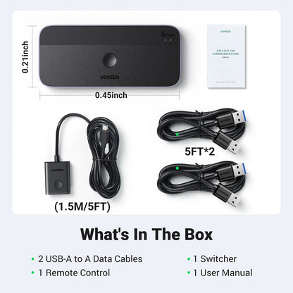 Ugreen CM662 USB 3.0 switch 2-in-4 switch + 2x USB-A cable - black_5
