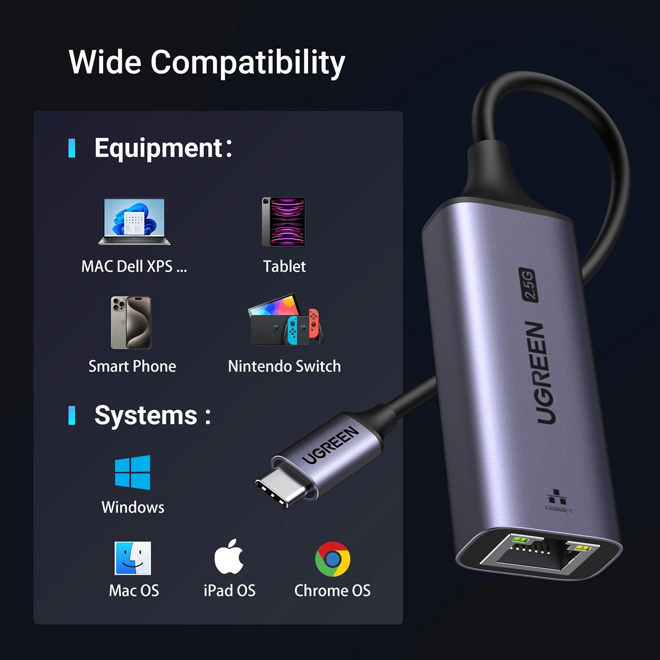 Ugreen CM648 USB-C to RJ45 Ethernet 2.5G adapter - gray_7
