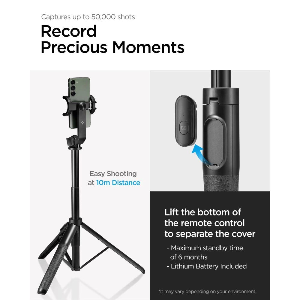 Spigen S560W Bluetooth Selfie Stick with Tripod - Black_12