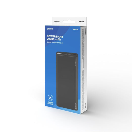 POWERBANK 20000 MAH SAVIO BA-05 NEGRO_0