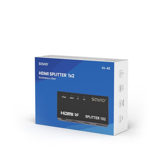SPLITTER 1X2 HDMI FULL HD 3D SAVIO CL-42 NEGRO_0