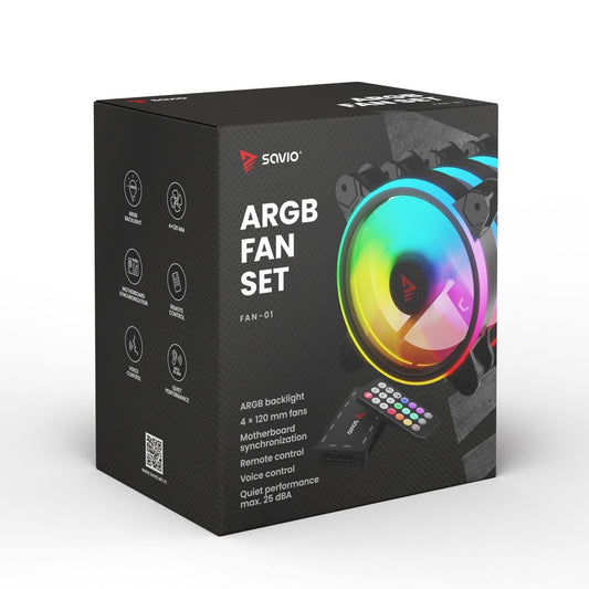 KIT 4 VENTILADORES PC SAVIO CON MANDO A DISTANCIA_0