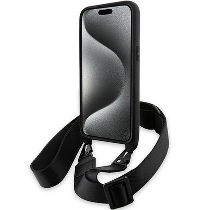 BMW M Edition Carbon Tricolor Lines &amp; Strap case for iPhone 15 Pro - black_3