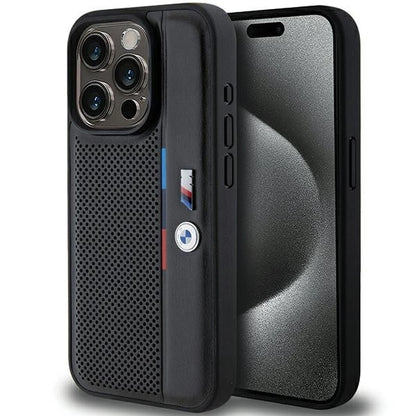 BMW Perforated Tricolor Line case for iPhone 15 Pro - black_0