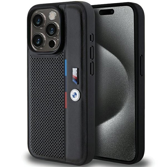 BMW Perforated Tricolor Line case for iPhone 15 Pro - black_0