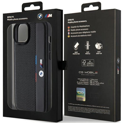 BMW Perforated Tricolor Line case for iPhone 15 Plus / 14 Plus - black_7