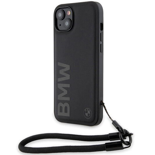BMW Signature Leather Wordmark Cord case for iPhone 15 Plus / 14 Plus - black_0