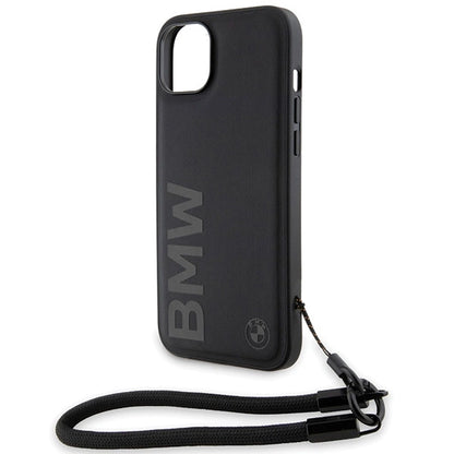 BMW Signature Leather Wordmark Cord case for iPhone 15 Plus / 14 Plus - black_4