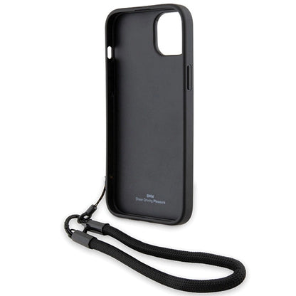 BMW Signature Leather Wordmark Cord case for iPhone 15 Plus / 14 Plus - black_5
