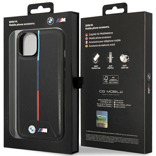 BMW M Quilted Tricolor case for iPhone 15 / 14 / 13 - black_7