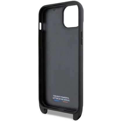 BMW M Edition Carbon Tricolor Lines &amp; Strap case for iPhone 15 / 14 / 13 - black_5