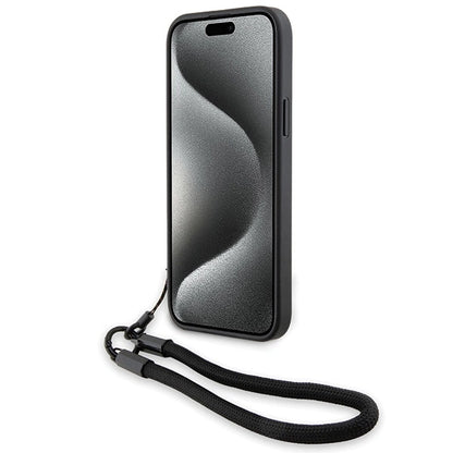 BMW Signature Leather Wordmark Cord Case for iPhone 15/14/13 - Black_3