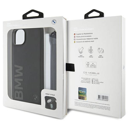 BMW Signature Leather Wordmark Cord Case for iPhone 15/14/13 - Black_6