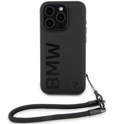 BMW Signature Leather Wordmark Cord case for iPhone 15 Pro Max - black_1