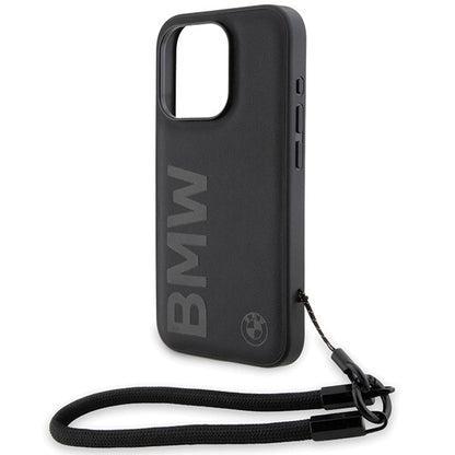 BMW Signature Leather Wordmark Cord case for iPhone 15 Pro Max - black_4