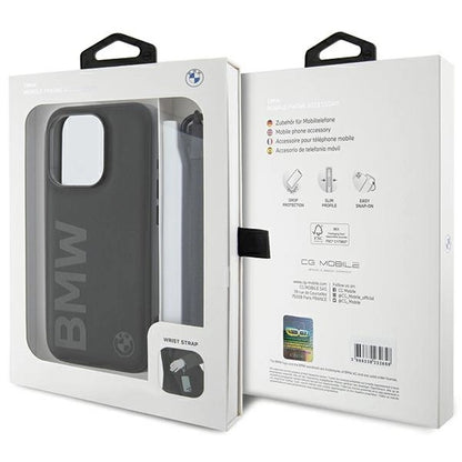 BMW Signature Leather Wordmark Cord case for iPhone 15 Pro Max - black_6