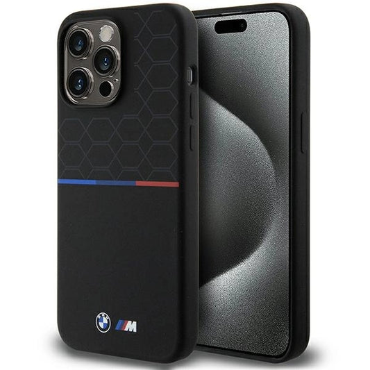 BMW M Silicone Pattern MagSafe case for iPhone 15 Pro Max - black_0