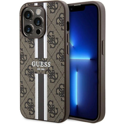 Guess 4G Printed Stripes MagSafe case for iPhone 15 Pro - brown_0