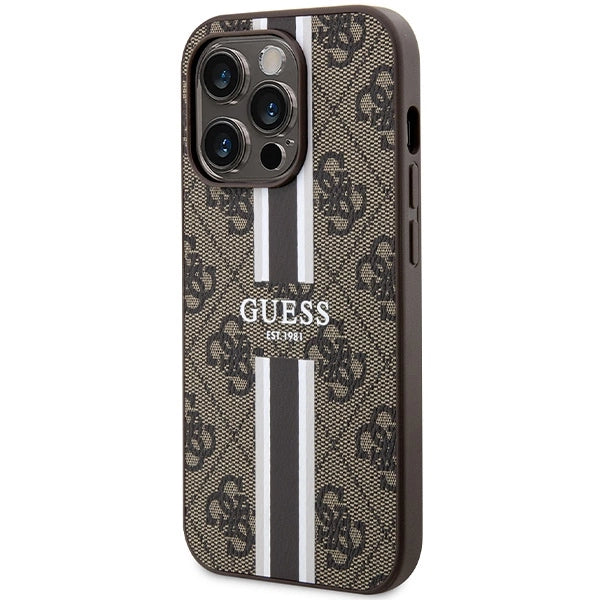 Guess 4G Printed Stripes MagSafe case for iPhone 15 Pro - brown_1