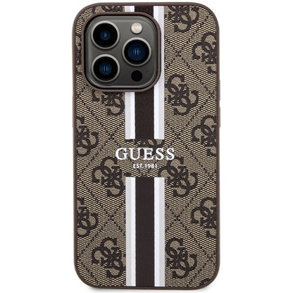 Guess 4G Printed Stripes MagSafe case for iPhone 15 Pro - brown_2