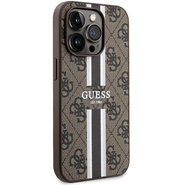 Guess 4G Printed Stripes MagSafe case for iPhone 15 Pro - brown_3