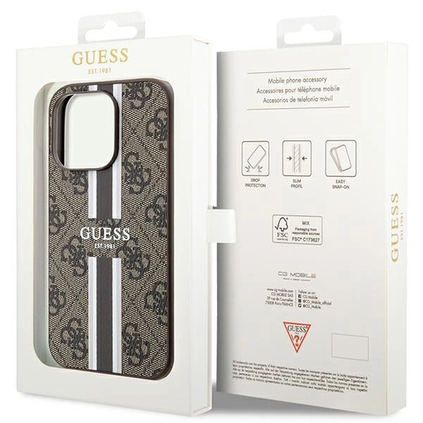 Guess 4G Printed Stripes MagSafe case for iPhone 15 Pro - brown_7