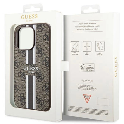Guess 4G Printed Stripes MagSafe case for iPhone 15 Pro - brown_7
