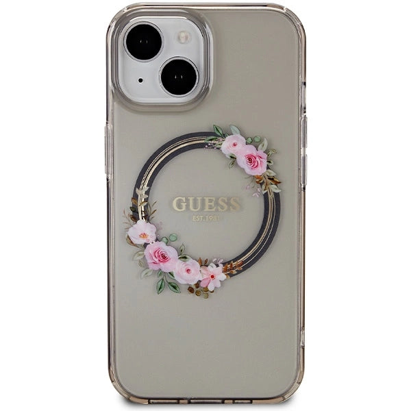 Guess IML Flowers Wreath MagSafe case for iPhone 15 / 14 / 13 - black_2