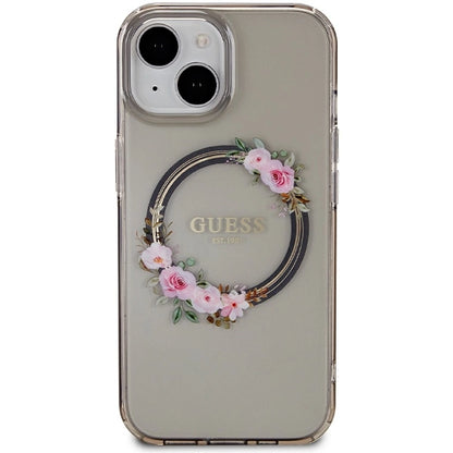 Guess IML Flowers Wreath MagSafe case for iPhone 15 / 14 / 13 - black_2